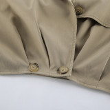 Khaki Double-breasted Suit Collar Windbreaker Casual Jacket