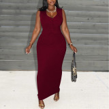 Solid Color Button Top and Long Skirt Two-piece Set