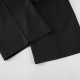 Two-piece Long-sleeved V-neck Pleated Waist Suit