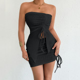 Tube top hip dress texture suit hot girl skirt