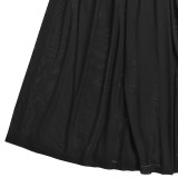 Temperament Slanted Shoulder Sexy See-through Solid Color Dress