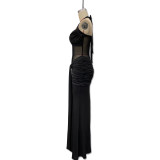 Gathered Ribbon Halterneck Sexy Hip-hugging Dress