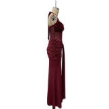 Gathered Ribbon Halterneck Sexy Hip-hugging Dress