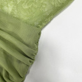 Sleeveless top long skirt pleated hollow slim fit dress