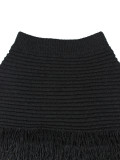 Lapel Fringed Sweater Jacket Half Hip Skirt Fashion Suit