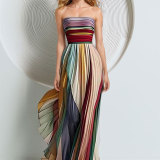 Strapless Colorful Long Dress