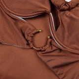 One-shoulder Twisted Swimsuit One-piece Underwire Push-up Hollow Metal Buckle Solid Color Swimsuit