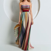Strapless Colorful Long Dress