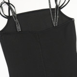 Women's Suspender Hot Diamond Dress Party Long Dress