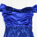 Sequin Long Dress One Shoulder Slim Fit Hip-hugging Velvet Sequin