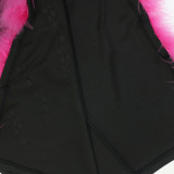 Half Turtleneck, Long Sleeves Furry Slit Hip-hugging Slim Fit Dress Hot Diamond Dress