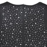 Hot Rhinestone Long-sleeved Bateau Neck Dress