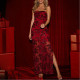 Halter Sequin Slit Party Banquet Dress Half-length Skirt