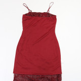 Halter Sequin Slit Party Banquet Dress Half-length Skirt