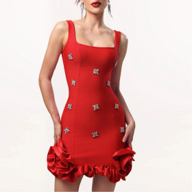 Elegant Hot Rhinestone Armband Short Dress