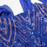Sequin Party Hip Dress Women's Round Neck Maxi Dress
