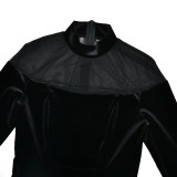 Gauze See-through Stitching Tight Solid Color Long Skirt