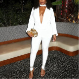 Halterneck Turtleneck Loose Long-sleeved Top Tight Trousers Sexy Suit