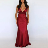 Deep V Sexy Spliced ​​chiffon Dress