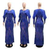Sequin Party Hip Dress Women's Round Neck Maxi Dress