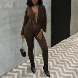 Halterneck Turtleneck Loose Long-sleeved Top Tight Trousers Sexy Suit