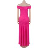 Sexy Solid Color Mesh Strapless Butt-covering Dress