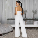 Sexy Tube Top and Backless Casual Wide Leg Jumpsuit