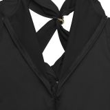 Hollow short-sleeved slim-fitting hip-hugging bodysuit