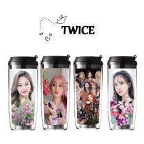 Kpop TWICE Water Cup Return Album MORE&MORE Photo Water Cup Double Plastic Straw Cup Traveling Cup