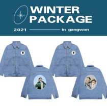 Kpop BTS Denim Jacket Bangtan Boys Denim Jacket Spring and Autumn Blue Lapel Korean Denim Printed Jacket