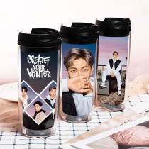 Kpop BTS Cup Bangtan Boys CREATE YOUR WINTER Water Cup Straw Cup Coffee Milk Tea Cup