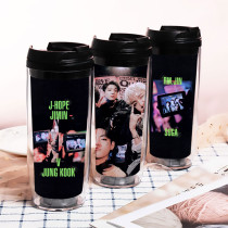 Kpop BTS Water Cup Bangtan Boys 2022 Photo Double Plastic Cup Outdoor Travel Leisure Cup Portable Cup