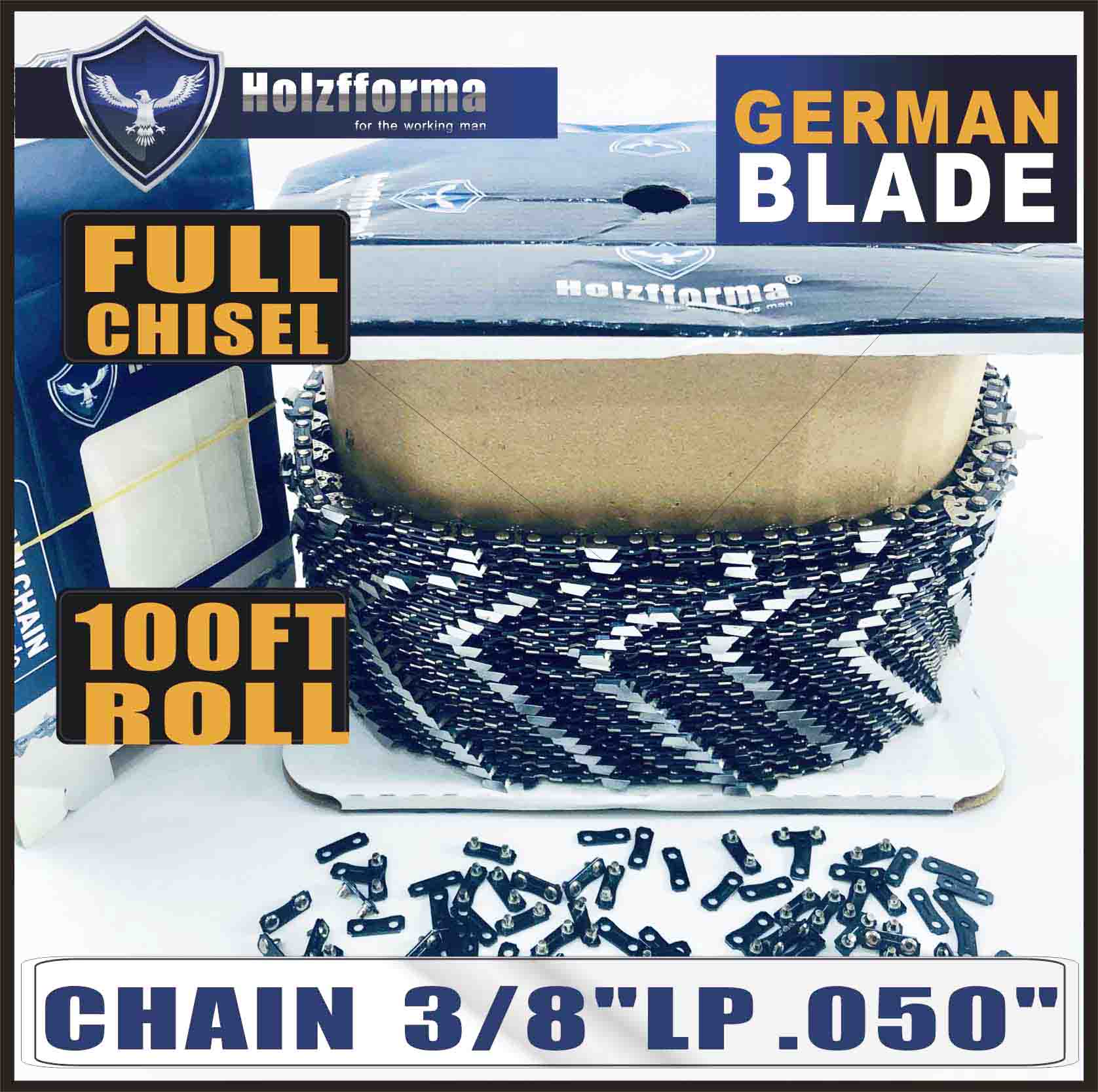 Holzfforma 100FT Roll 3/8” .063'' Full Chisel Saw Chain For Husqvarna Jonsered 