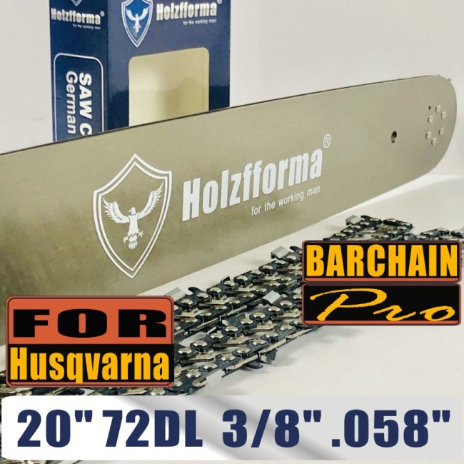 Holzfforma® 20 Inch Guide Bar &Saw Chain Combo  3/8  .058  72DL For Husqvarna  Chainsaw  61 66 266 268 272 281 288 365 372 385 390 394 395 480 562 570 575