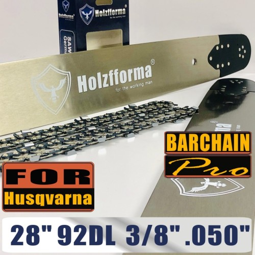 Holzfforma® 28 Inch 3/8 .050 92DL Bar & Full Chisel Chain Combo For Husqvarna 61 66 262 xp 266 268 272 xp 281 288 362 365 372 xp 385 390 394 395 480 562 570 575