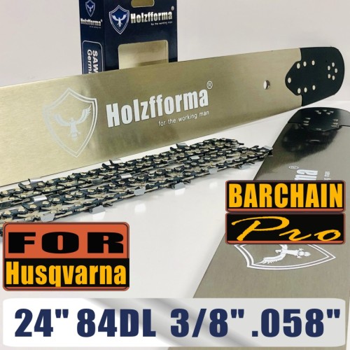 Holzfforma® 24 Inch Guide Bar &Saw Chain Combo 3/8  .058  84DL For Husqvarna  61 66 266 268 272 281 288 365 372 385 390 394 395 480 562 570 575