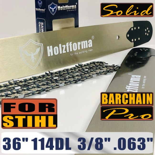 Holzfforma® Pro 36 Inch 3/8 .063 114DL Solid Bar & Full Chisel Chain Combo For Stihl MS440 MS441 MS460 MS461 MS660 MS661 MS650 066 065 064