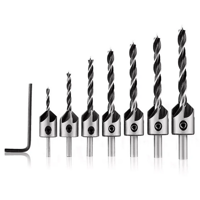 5pcs HSS Countersink Drill Bit Set 1//4 Hex Shank Reamer Chamfer Milling Drilling Tool Best bit