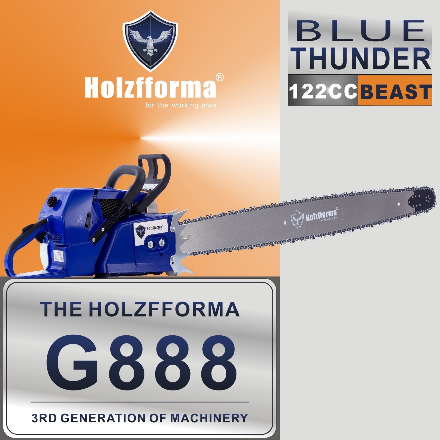 122cc Holzfforma® Blue Thunder G888 Gasoline Chain Saw Power Head