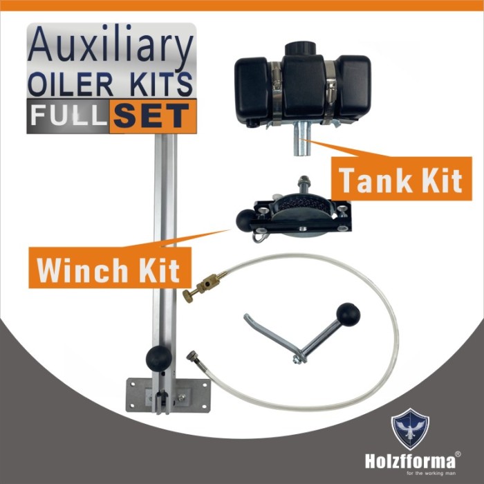 Complete Aux Auxiliary Oiler Equipment with winch and lever arm for chain saw mill and lumber milling