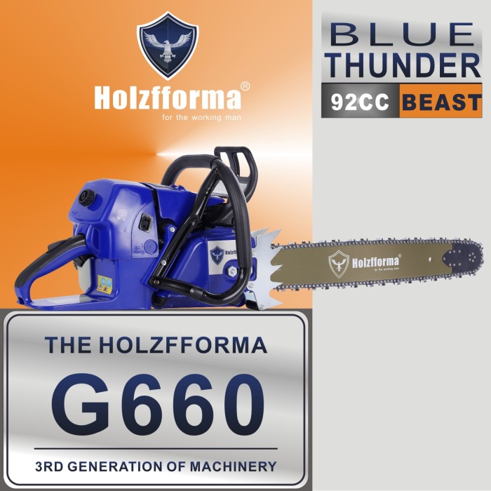 92cc Holzfforma® Blue Thunder G660 Gasoline Chain Saw Power Head Without Guide Bar and Chain Top Quality By Farmertec All parts are For MS660 066 Chainsaw