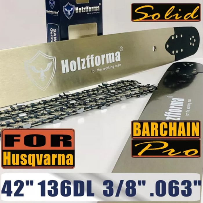 Holzfforma® Pro 42 Inch 3/8 .063 136DL Guide Bar & Saw Chain Combo For Husqvarna 61 66 266 268 272 281 288 365 372 385 390 394 395 480 562 570 575 More Chainsaw