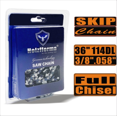 Holzfforma® Skip Chain Full Chisel 3/8'' .058'' 36inch 114DL Chainsaw Saw Chain Top Quality German Blades and Links