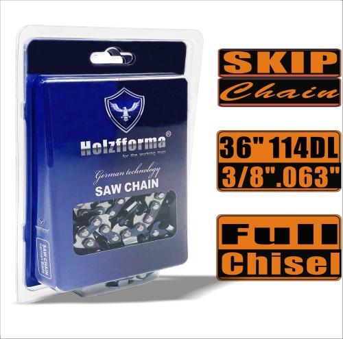 Holzfforma® Skip Chain Full Chisel 3/8'' .063'' 36inch 114DL Chainsaw Saw Chain Top Quality German Blades and Links