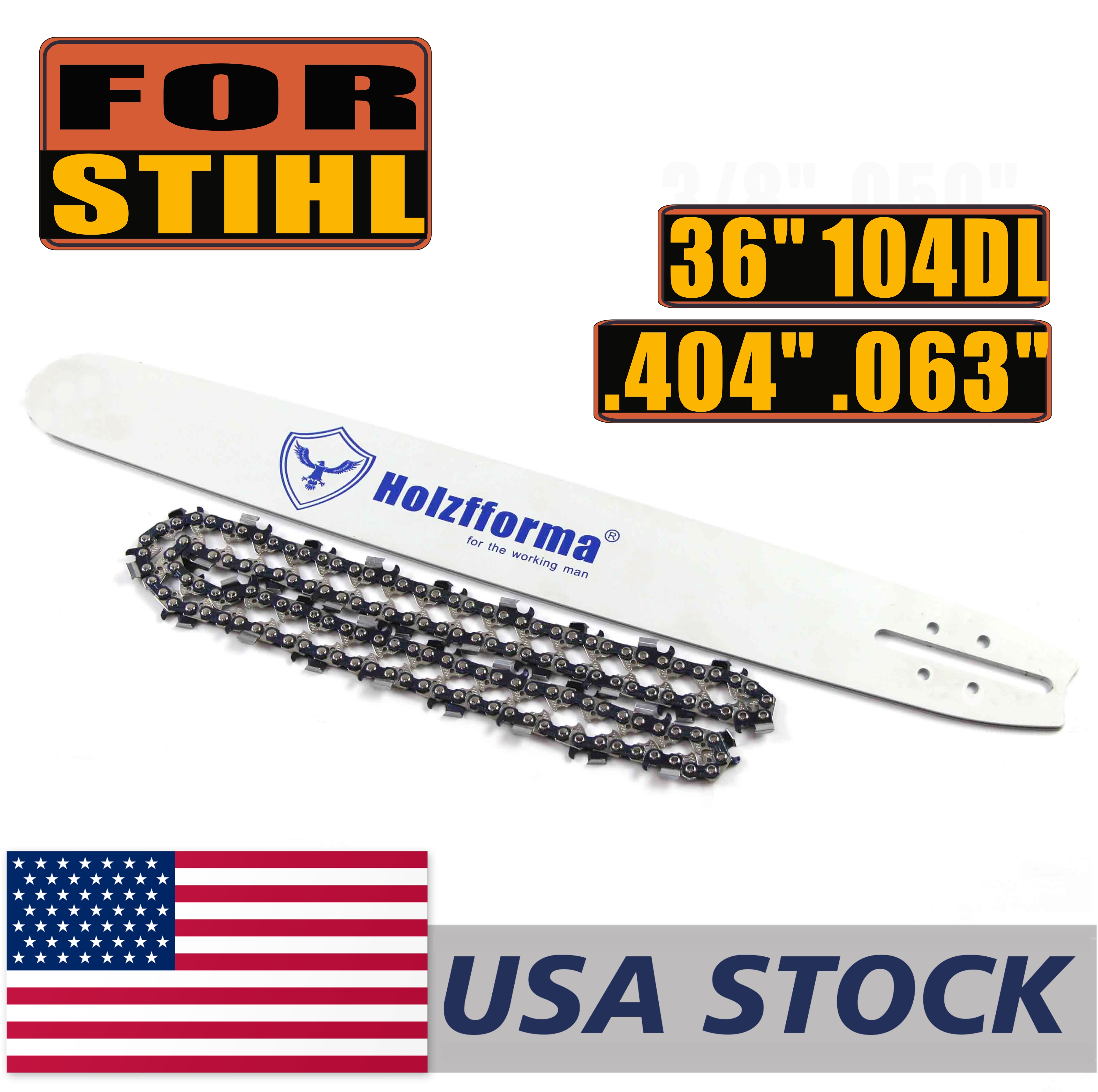 36" Guide Bar Saw Chain 3/8" .063" 114DL Compatible with Stihl MS440 MS460 MS660 