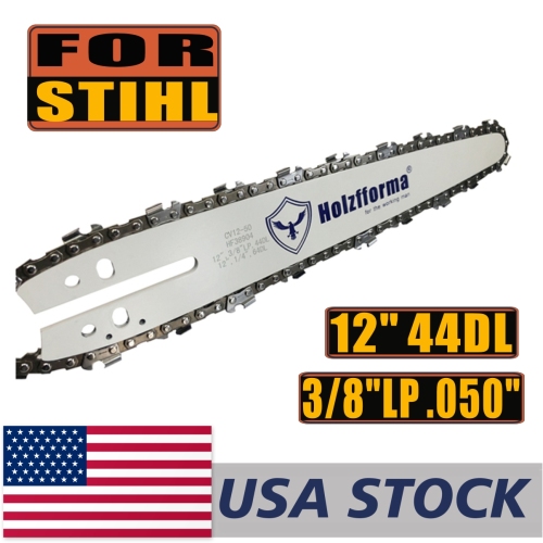 US STOCK - 12inch Holzfforma PRO Bar&Chain combo 3/8 LP, .050 44DL mini bar Carving Bar Hard Nose For Stihl MS170 MS171 MS180 MS181 MS192T MS193T MS200T 020T MS201T MS201TC JonCutter G2500 and Manny more 2-4 Days Delivery Time Fast Shipping For US Customers Only