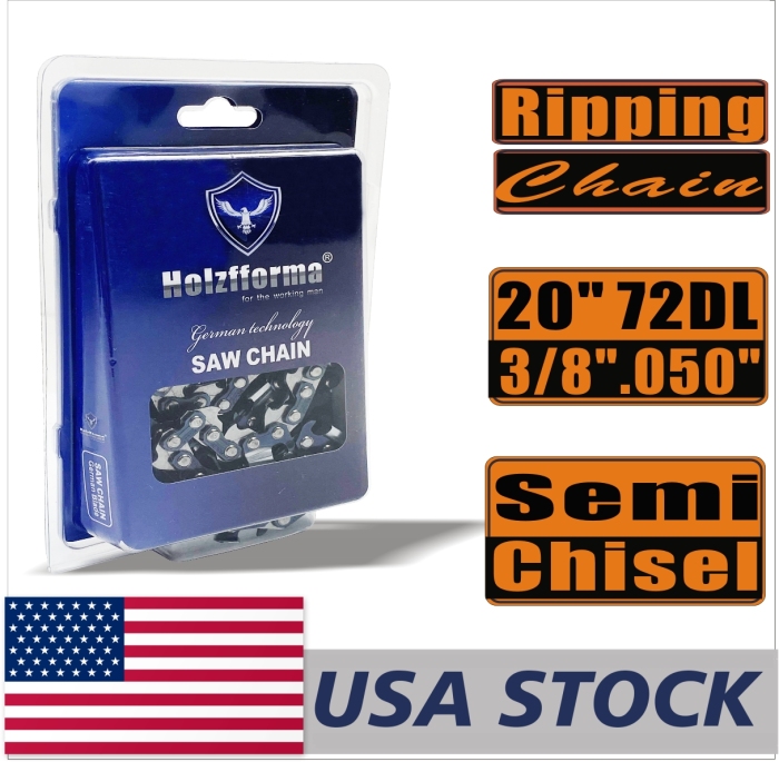US STOCK - Holzfforma® Ripping Chain Semi Chisel 3/8'' .050'' 20inch 72DL Chainsaw Saw Chain Top Quality German Blades and Links 2-4 Days Delivery Time Fast Shipping For US Customers Only
