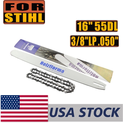 US STOCK - Holzfforma® 16 Guide Bar &Saw Chain Combo 3/8 LP .050 55DL For Stihl MS170 MS180 MS181 MS190 MS191T MS192T MS200 MS200T MS210 MS211 MS230 MS250 017 018 020 021 023 025 Chainsaw 2-4 Days Delivery Time Fast Shipping For US Customers Only