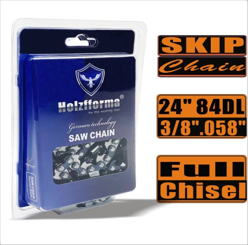 US STOCK - Holzfforma® Skip Chain Full Chisel 3/8'' .058'' 24inch 84DL Chainsaw Saw Chain Top Quality German Blades and Links 2-4 Days Delivery Time Fast Shipping For US Customers Only