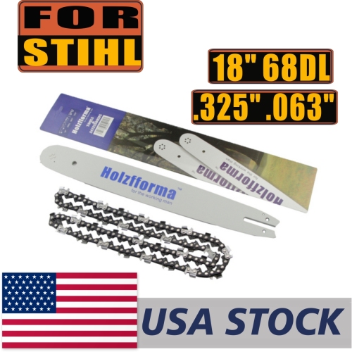 US STOCK - Holzfforma® 18Inch Guide Bar &Saw Chain Combo .325  .063  68DL For Stihl MS170 MS171 MS180 MS181 MS190 MS191T MS192T MS200 MS210 MS211 MS230 MS250 017 018  020 021 023 025 Chainsaw 2-4 Days Delivery Time Fast Shipping For US Customers Only